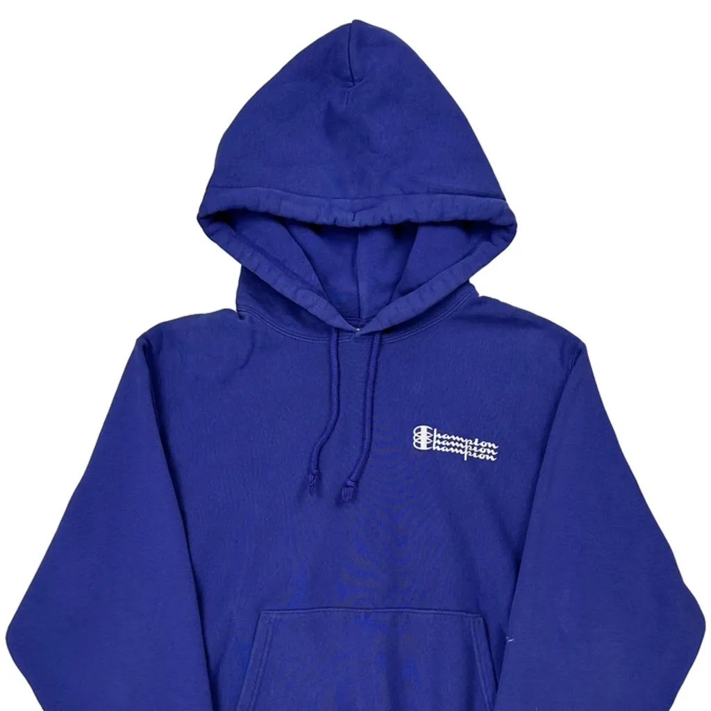 Reverse Weave Champion Hoodie - Medium Blue Cotton Blend - Image 5
