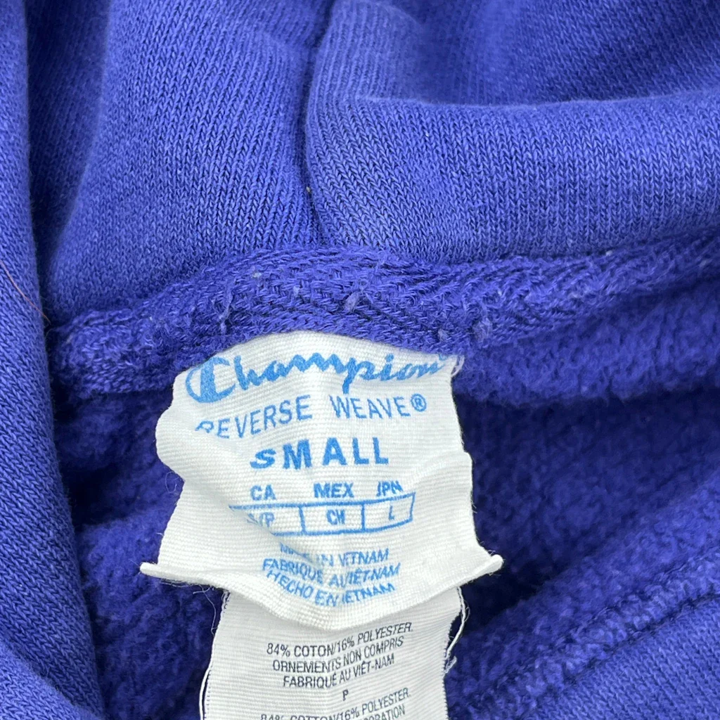 Reverse Weave Champion Hoodie - Small Blue Cotton Blend - Image 3