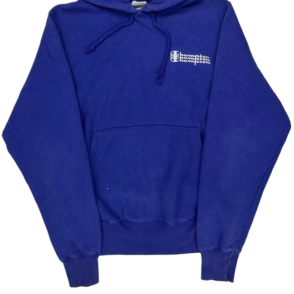 Reverse Weave Champion Hoodie - Small Blue Cotton Blend - Image 4