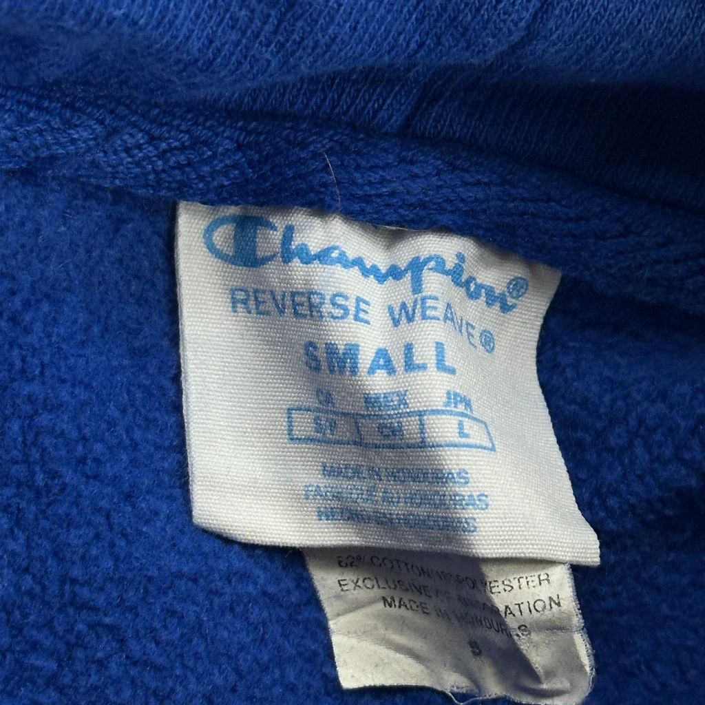 Reverse Weave Champion Hoodie - Small Blue Cotton Blend - Image 3
