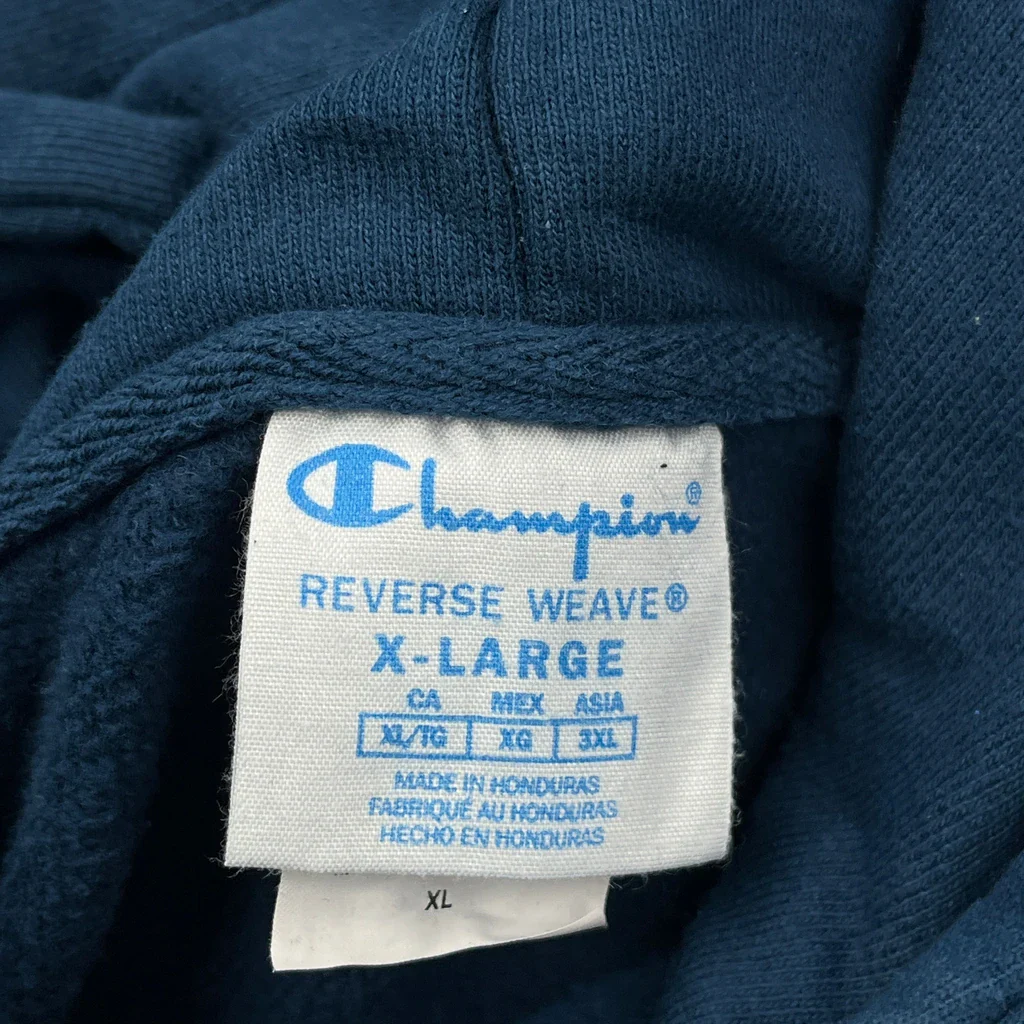Reverse Weave Champion Hoodie - XL Blue Cotton - Image 3