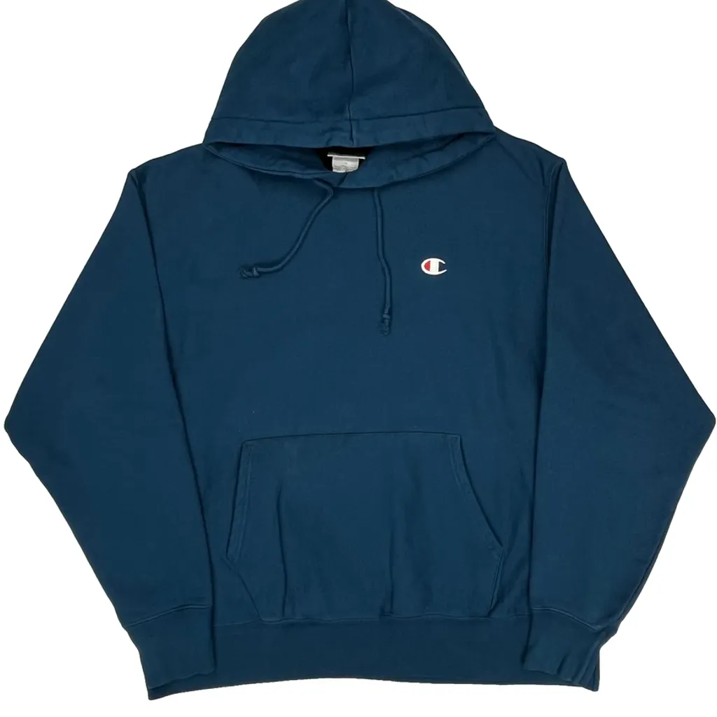 Reverse Weave Champion Hoodie - XL Blue Cotton - Image 4