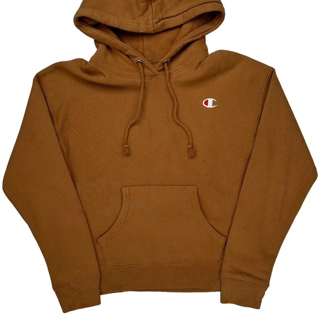 Reverse Weave Champion Hoodie - Small Brown Cotton - Image 4