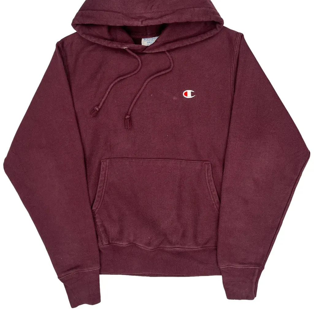 Reverse Weave Champion Hoodie - Small Burgundy Cotton Blend - Image 5