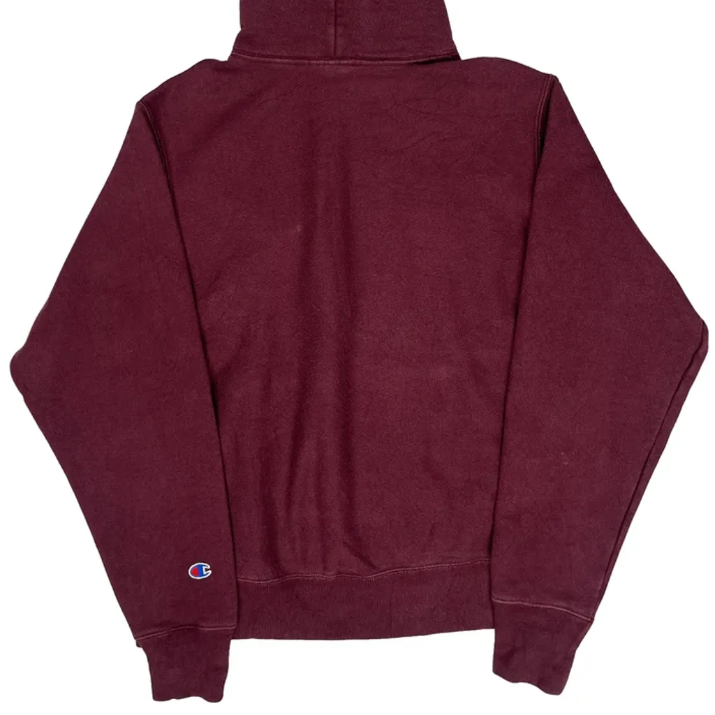 Reverse Weave Champion Hoodie - Small Burgundy Cotton Blend - Image 6