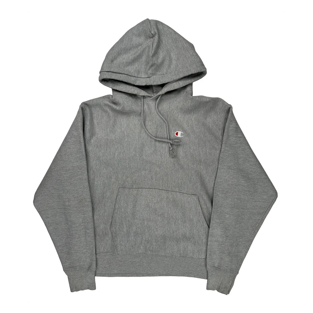 Reverse Weave Champion Hoodie - Large Gray Cotton Blend
