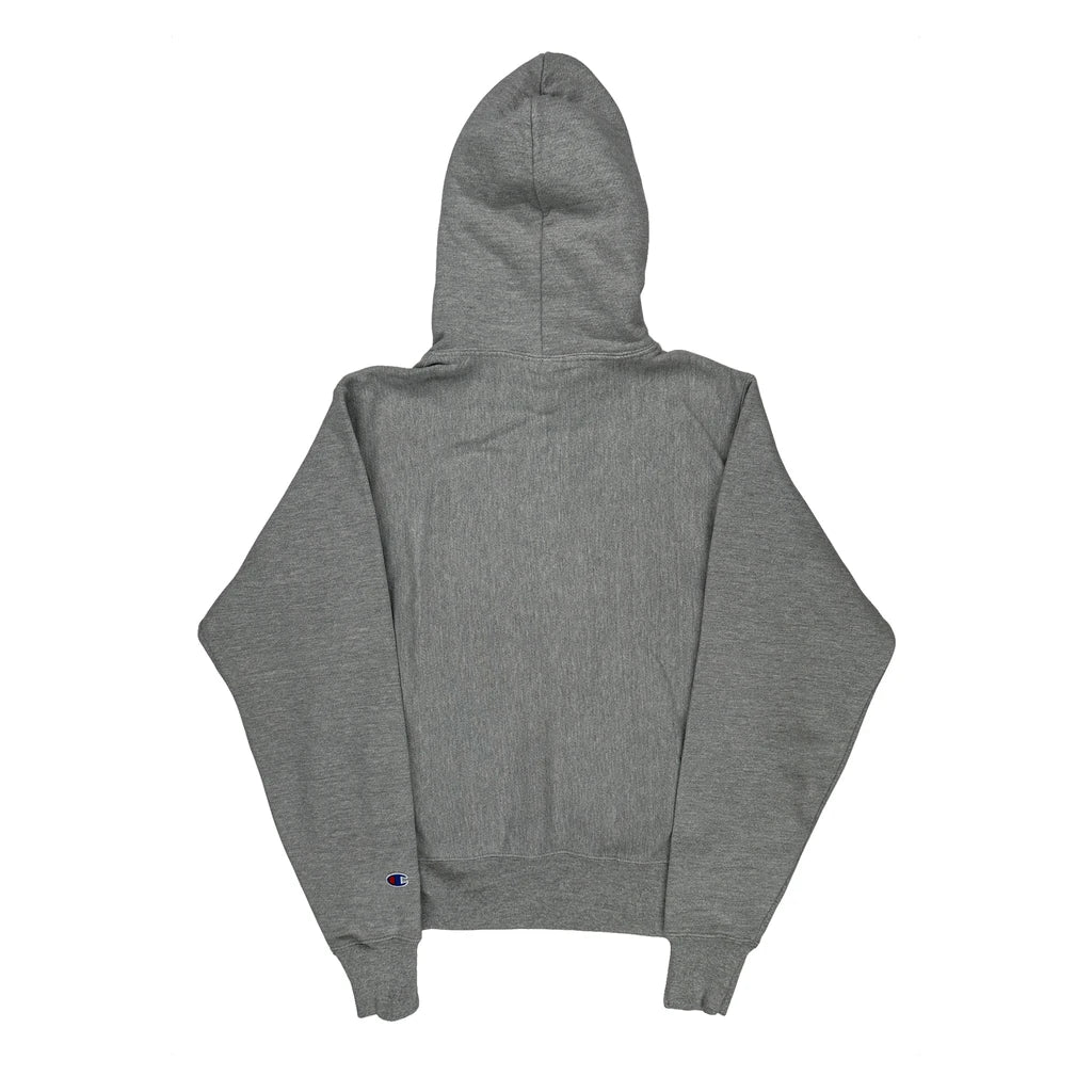 Reverse Weave Champion Graphic Hoodie - Small Gray Cotton Blend - Image 2