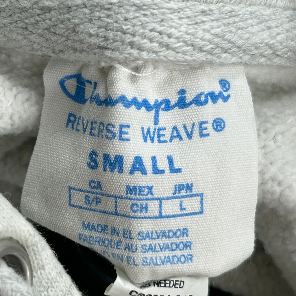 Reverse Weave Champion College Hoodie - Small Gray Cotton - Image 3