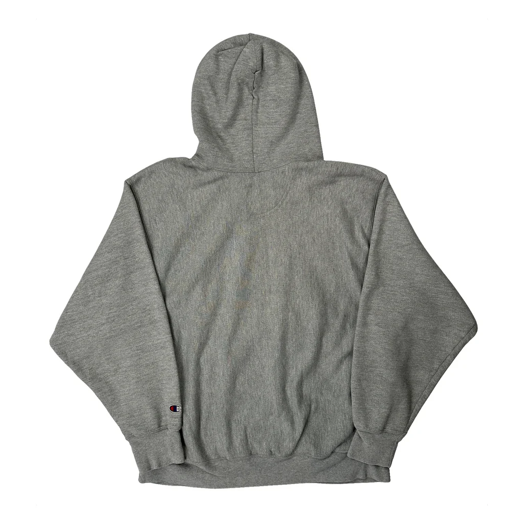 Reverse Weave Champion College Hoodie - Large Grey Cotton Blend - Image 2