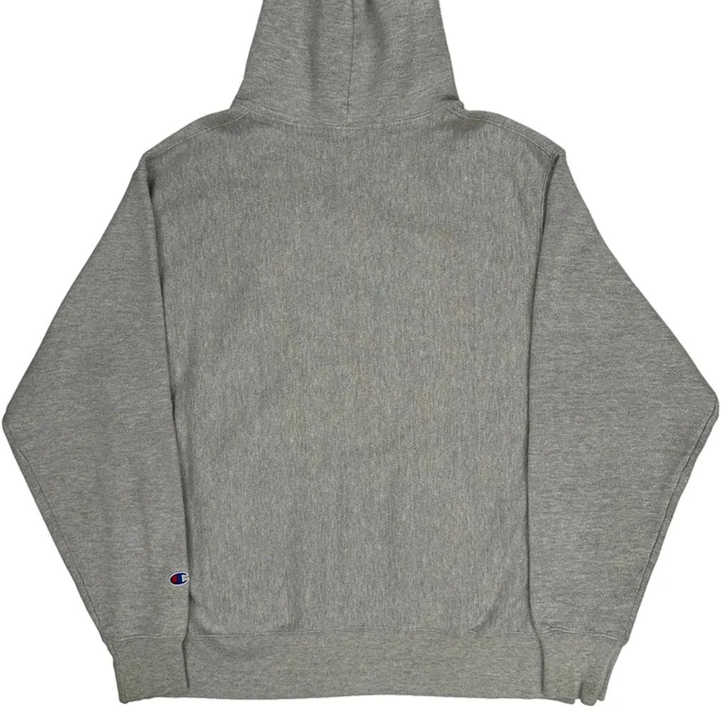 Reverse Weave Champion Spellout Hoodie - Large Grey Cotton - Image 6