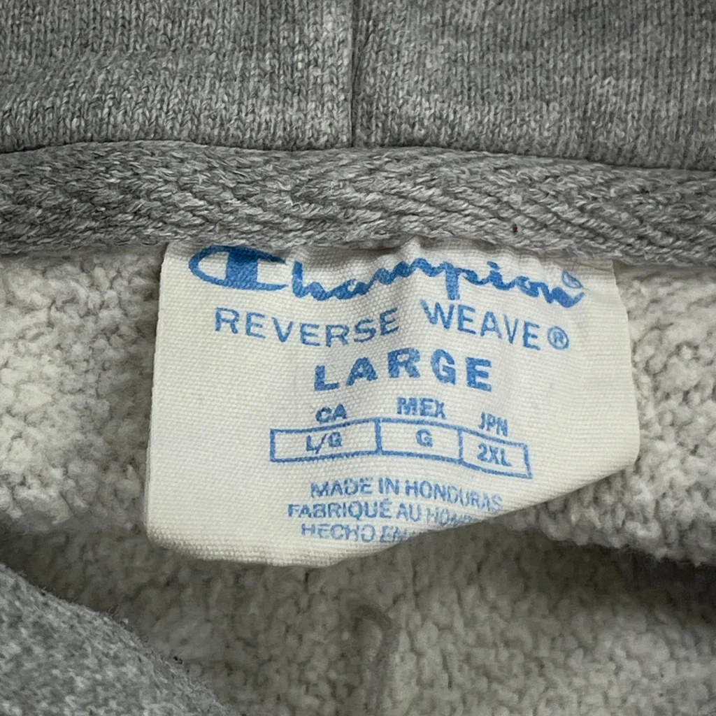 Reverse Weave Champion Hoodie - Large Grey Cotton - Image 3