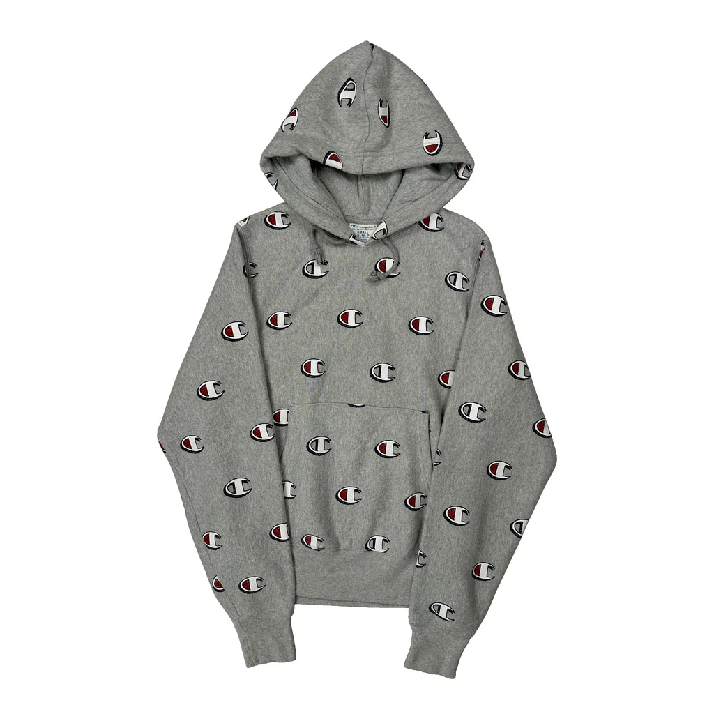 Reverse Weave Champion Hoodie - Small Grey Cotton