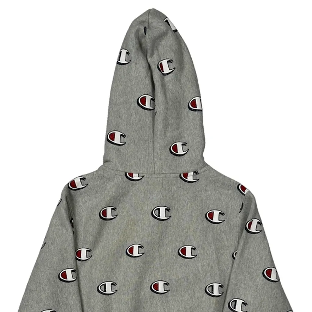 Reverse Weave Champion Hoodie - Small Grey Cotton - Image 6