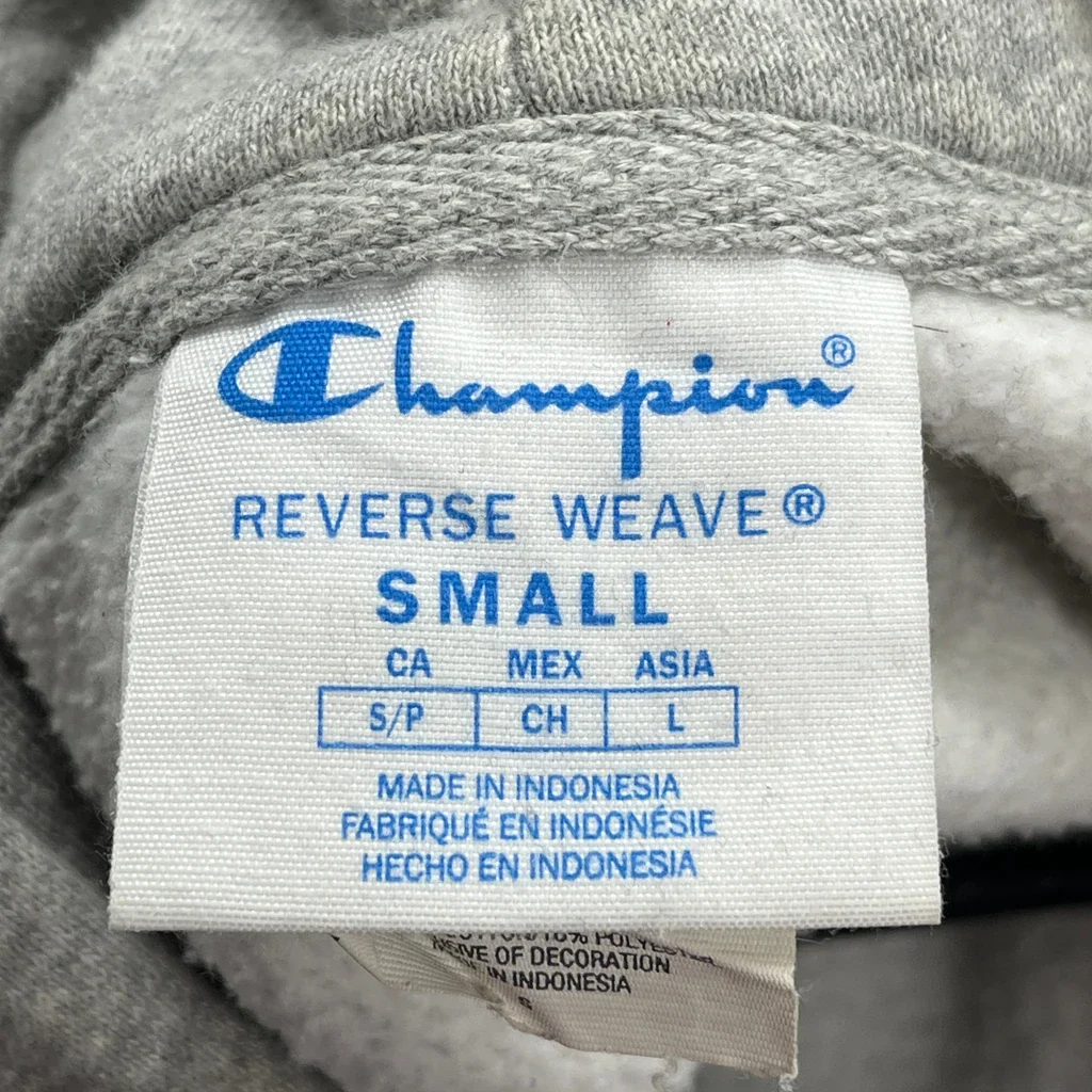 Reverse Weave Champion Hoodie - Small Grey Cotton - Image 3