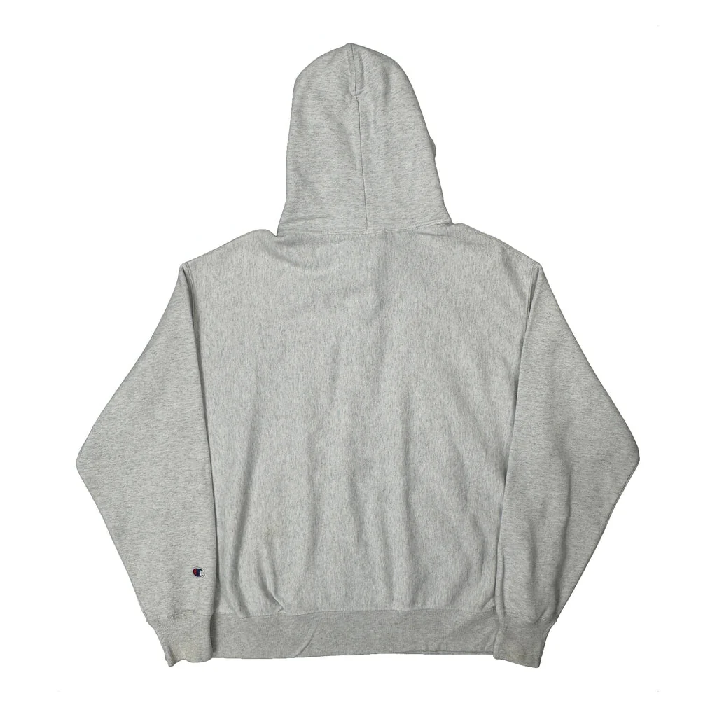 Reverse Weave Champion Spellout Hoodie - XL Grey Cotton - Image 2