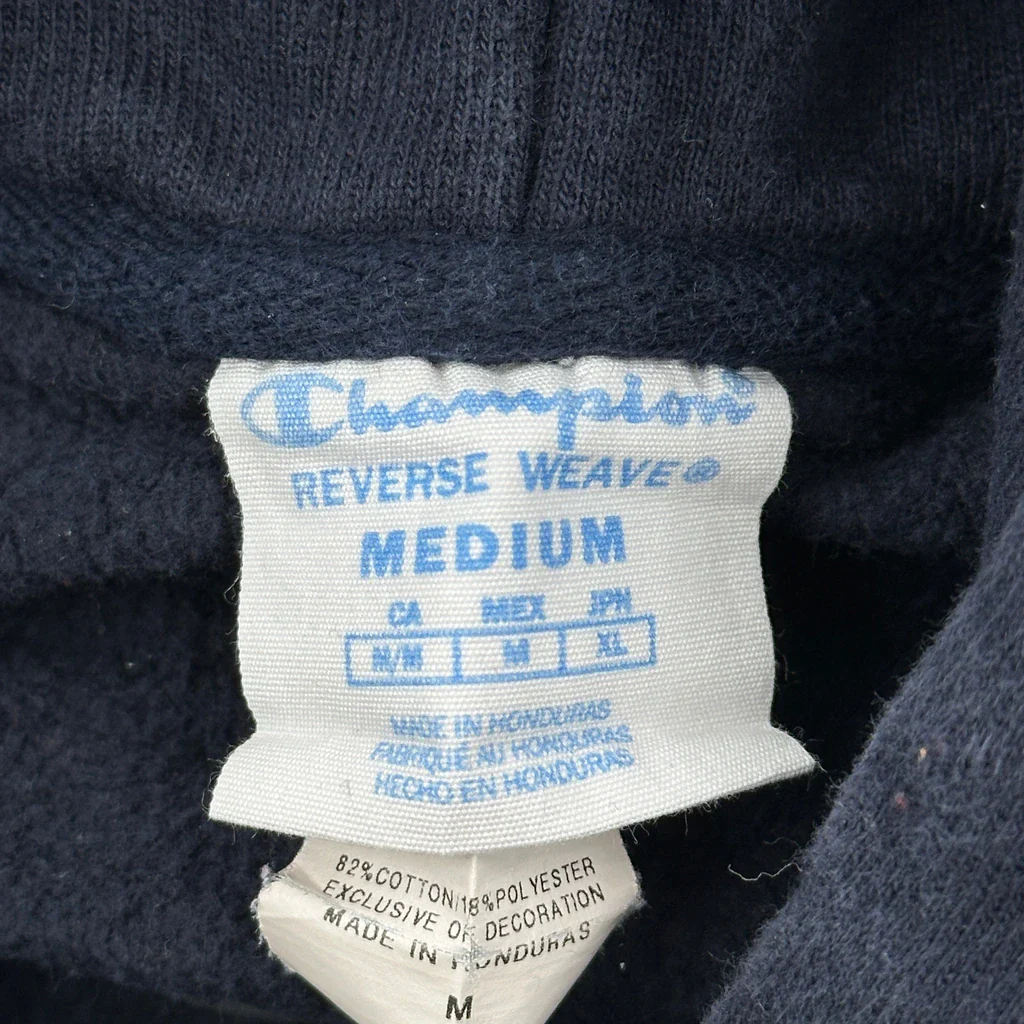 Reverse Weave Champion Hoodie - Medium Navy Cotton Blend - Image 3