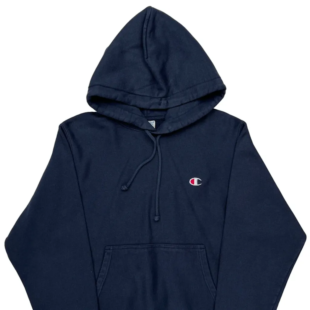 Reverse Weave Champion Hoodie - Small Navy Cotton - Image 4