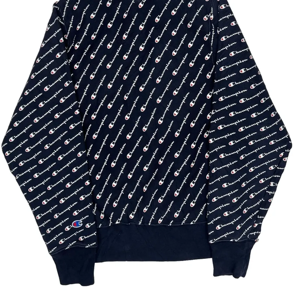 Reverse Weave Champion Hoodie - Small Navy Cotton - Image 7
