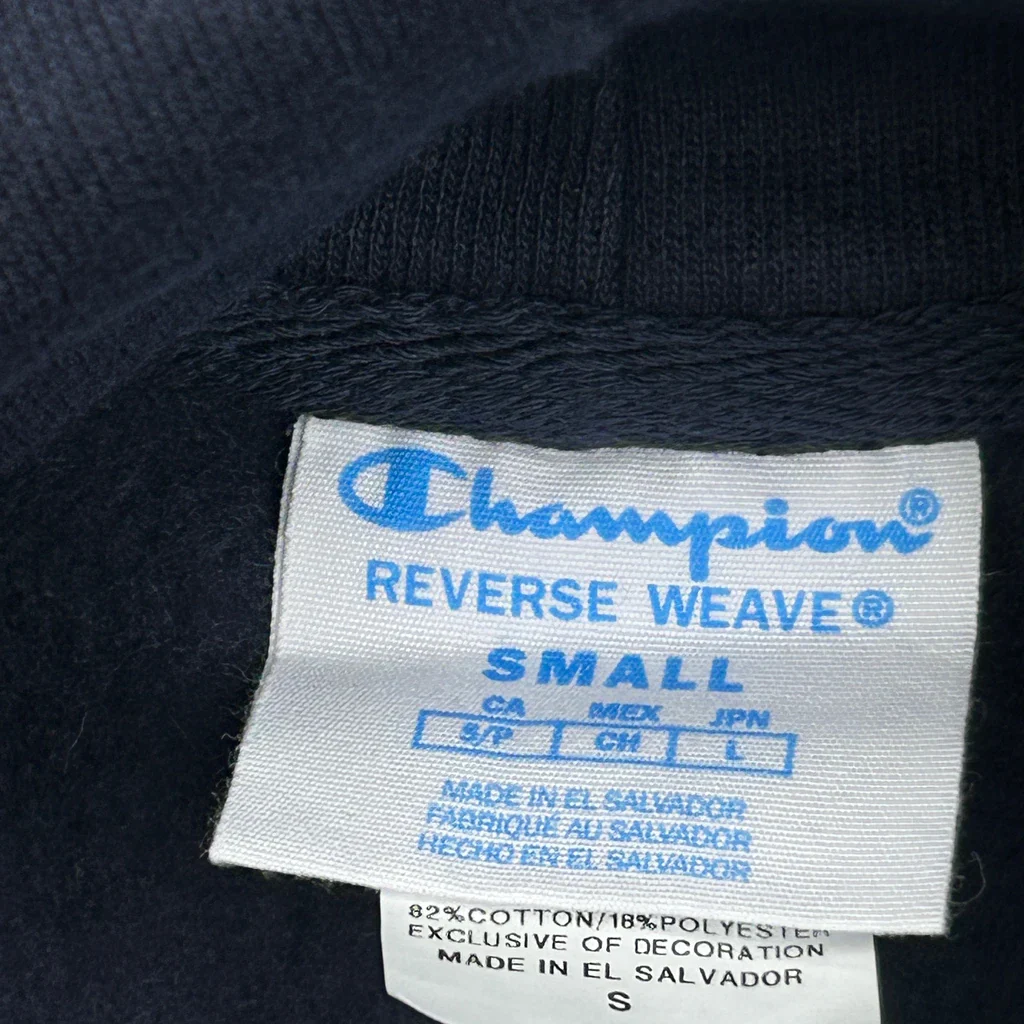 Reverse Weave Champion College Hoodie - Small Navy Cotton Blend - Image 3