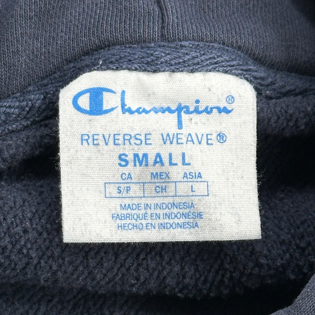 Reverse Weave Champion Hoodie - Small Navy Cotton - Image 3