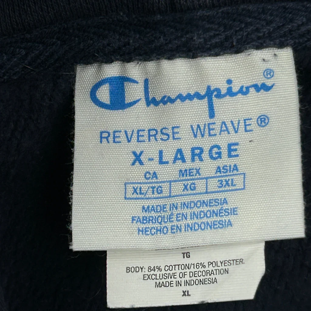 Reverse Weave Champion Hoodie - XL Navy Cotton Blend - Image 3