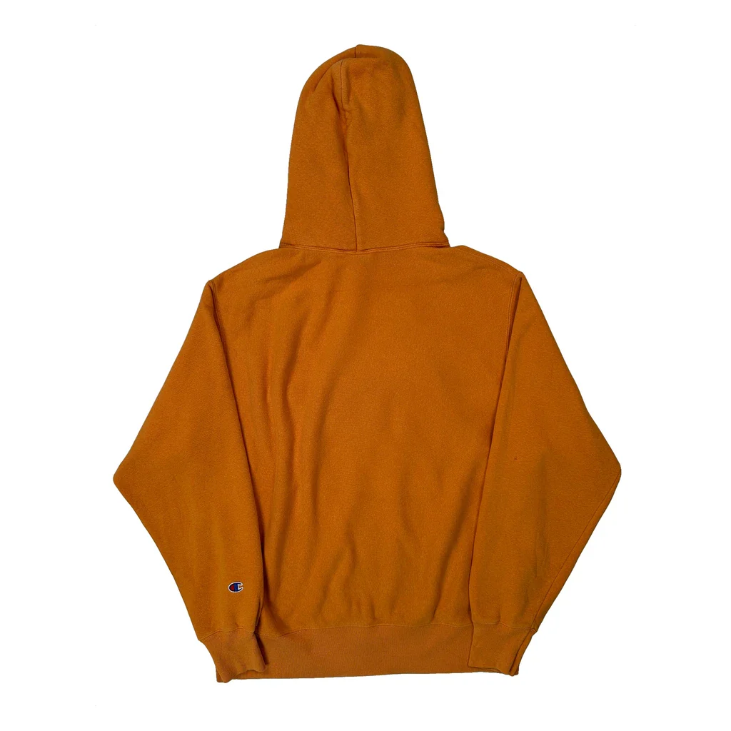 Reverse Weave Champion Hoodie - Large Orange Cotton Blend - Image 2