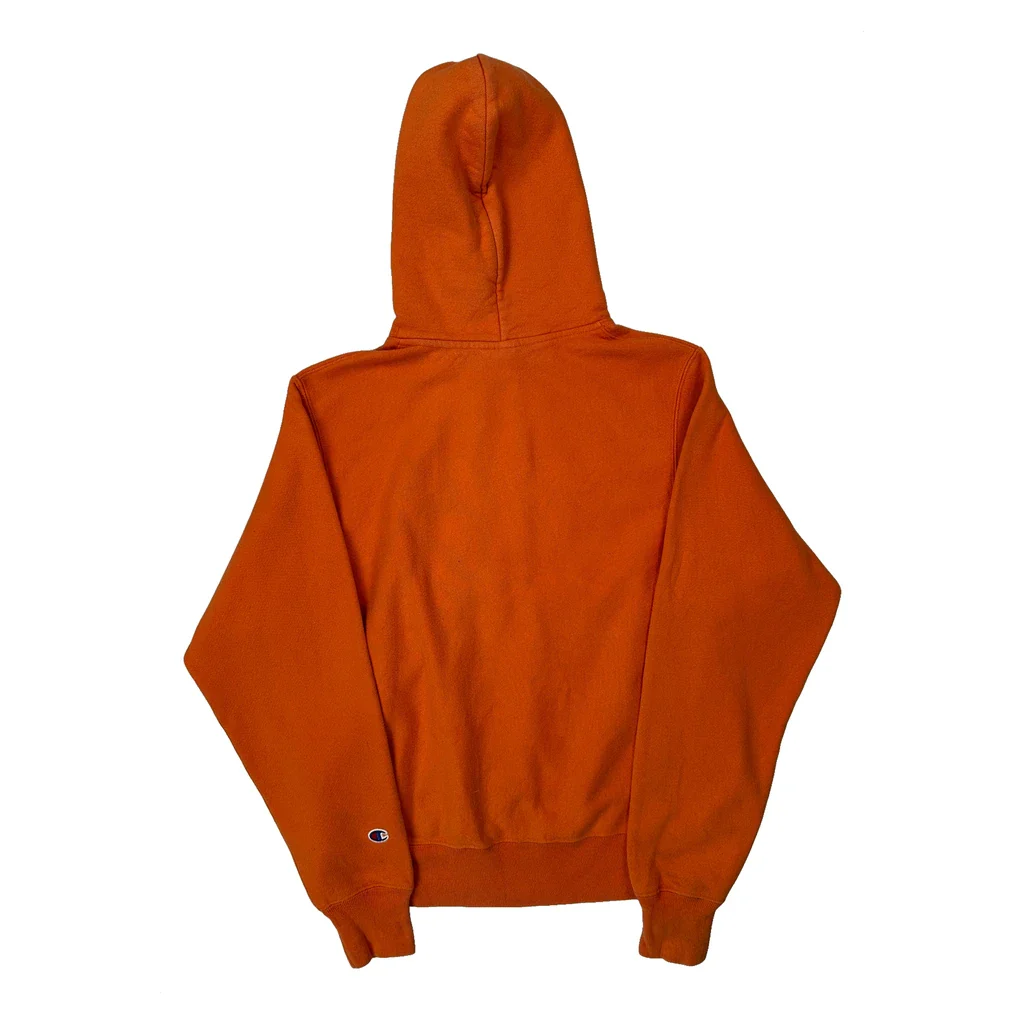 Reverse Weave Champion College Hoodie - Small Orange Cotton - Image 2
