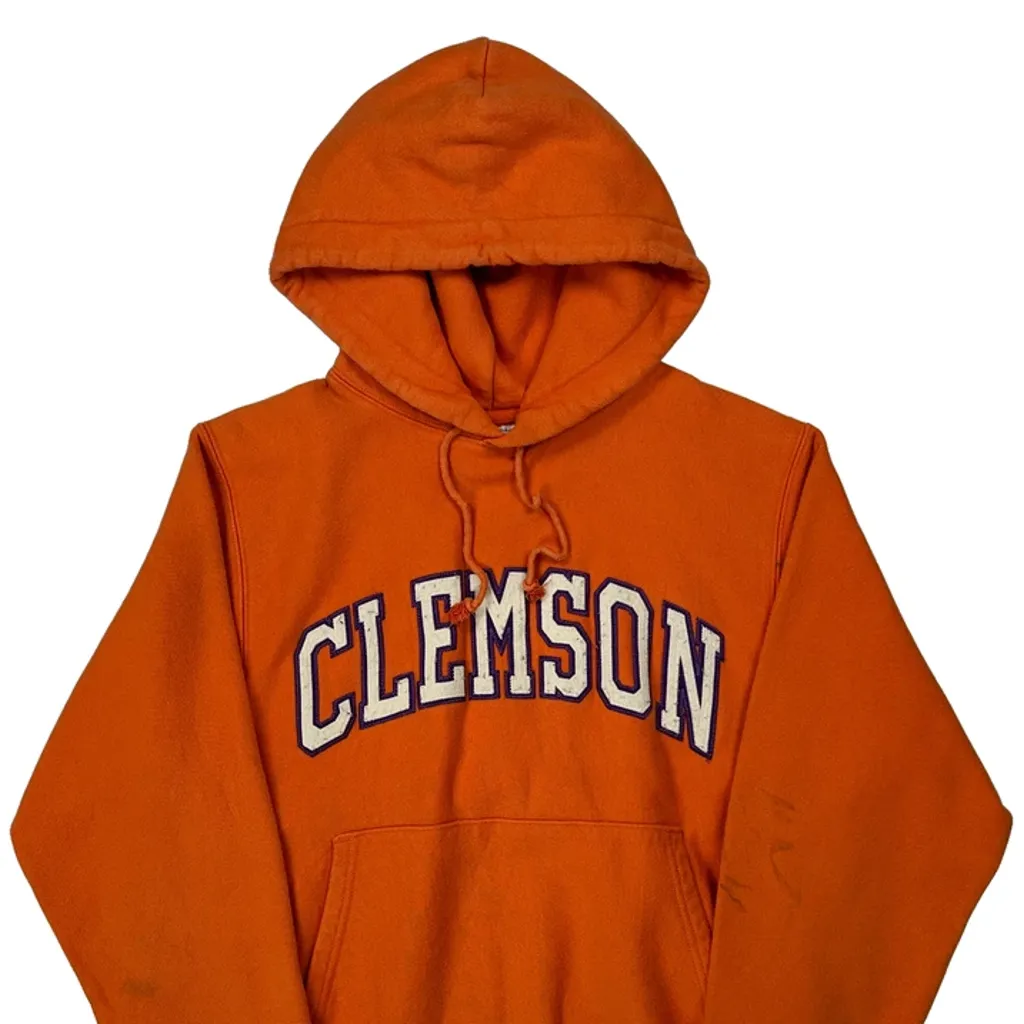 Reverse Weave Champion College Hoodie - Small Orange Cotton - Image 4