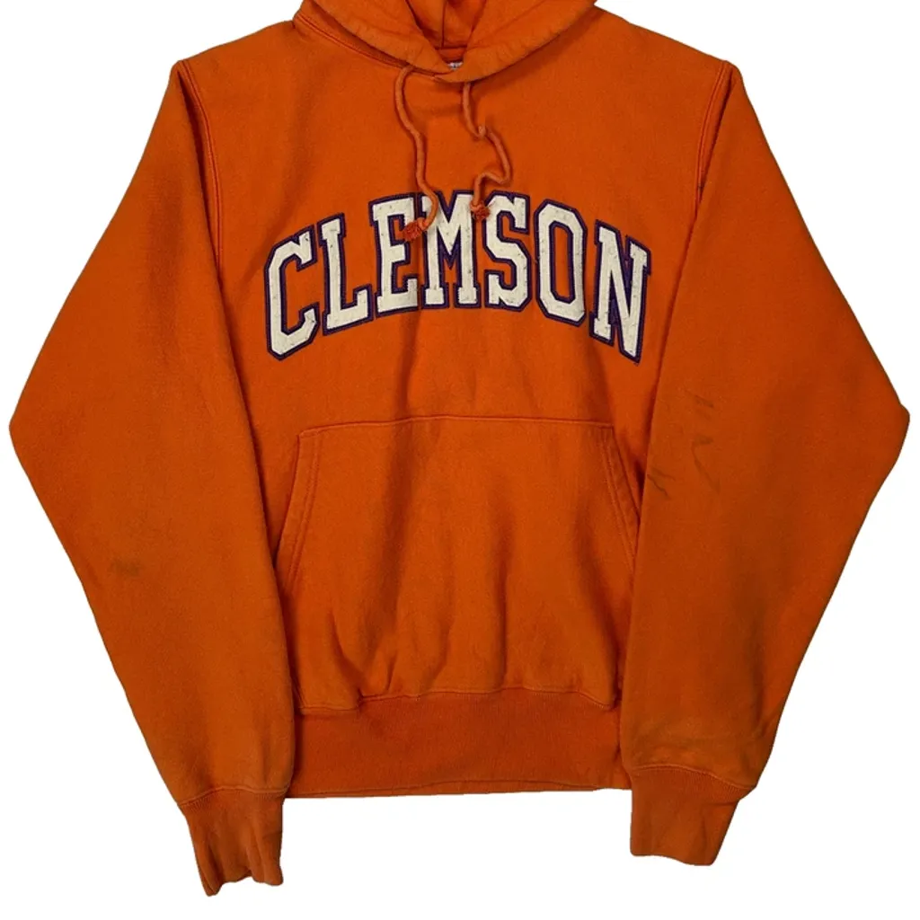 Reverse Weave Champion College Hoodie - Small Orange Cotton - Image 5