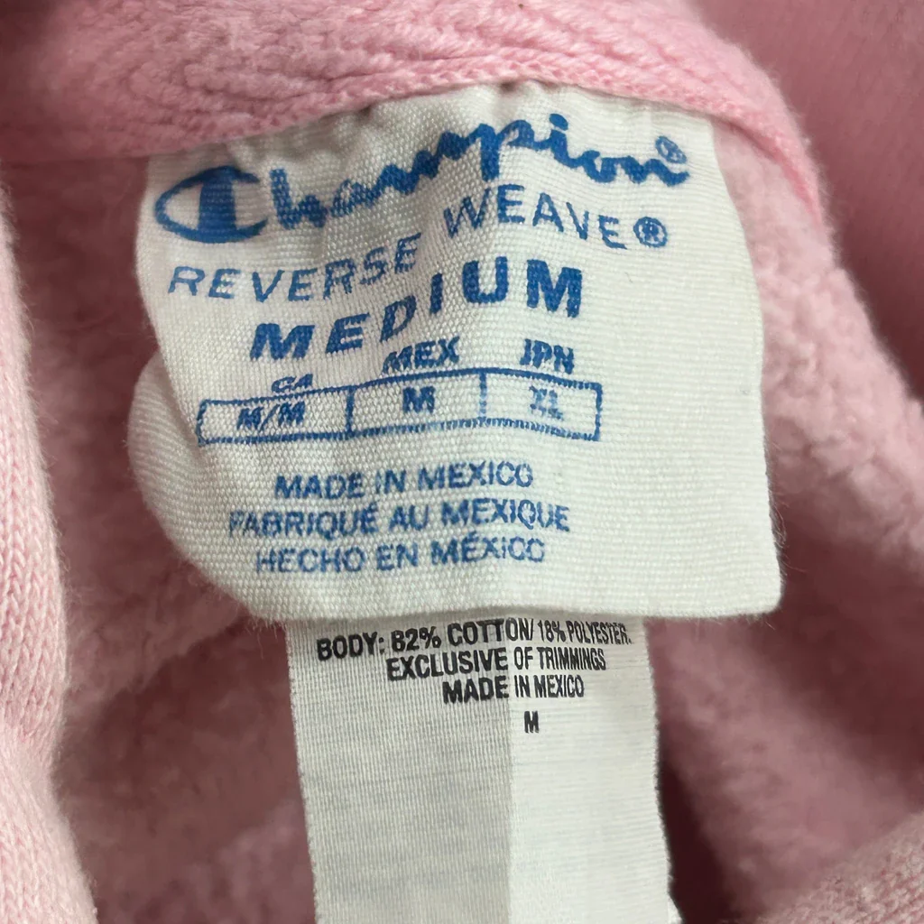Reverse Weave Champion Hoodie - Medium Pink Cotton Blend - Image 3