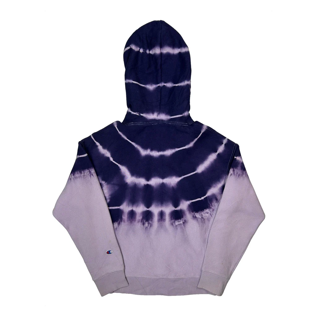 Reverse Weave Champion Tie-Dye Hoodie - Medium Purple Cotton - Image 2