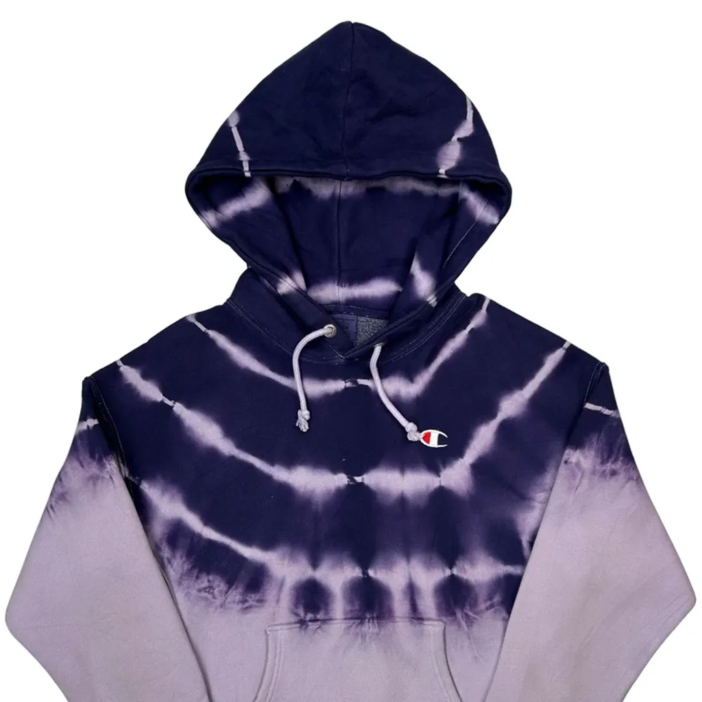 Reverse Weave Champion Tie-Dye Hoodie - Medium Purple Cotton - Image 4