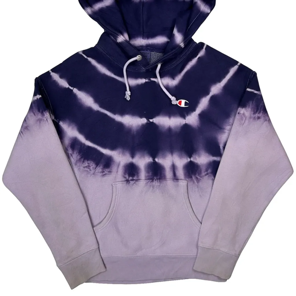 Reverse Weave Champion Tie-Dye Hoodie - Medium Purple Cotton - Image 5