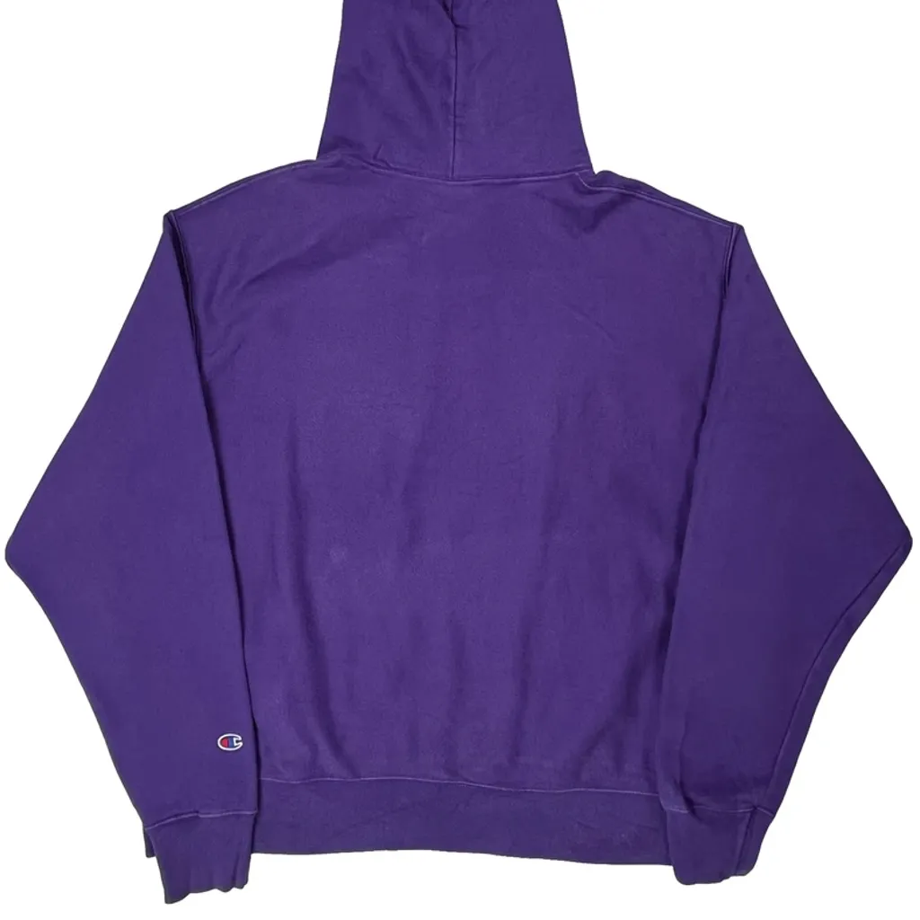 Reverse Weave Champion Hoodie - XL Purple Cotton - Image 7