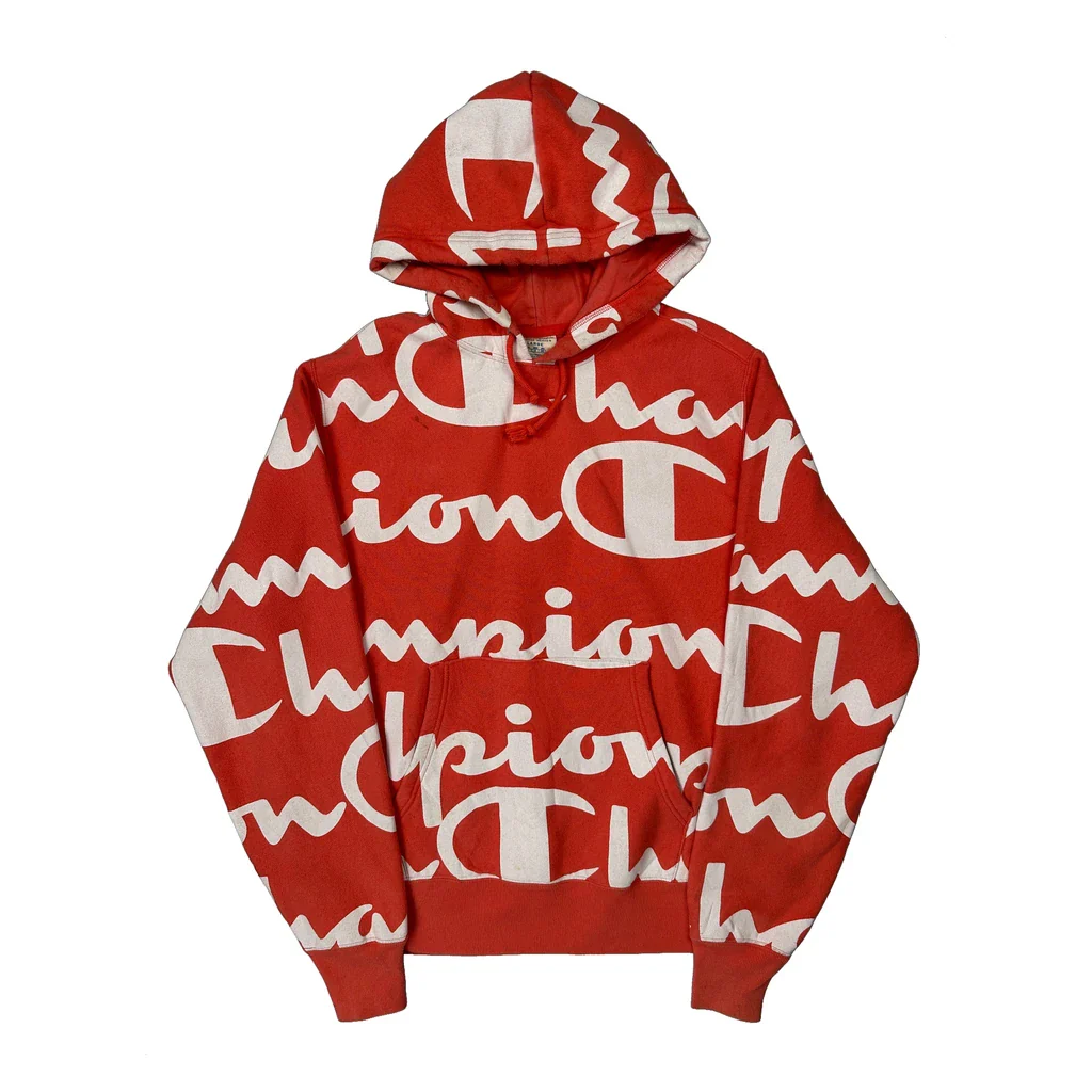 Reverse Weave Champion Hoodie - Large Red Cotton