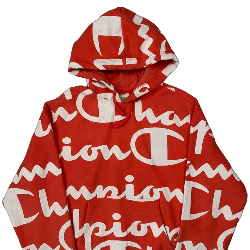 Reverse Weave Champion Hoodie - Large Red Cotton - Image 4