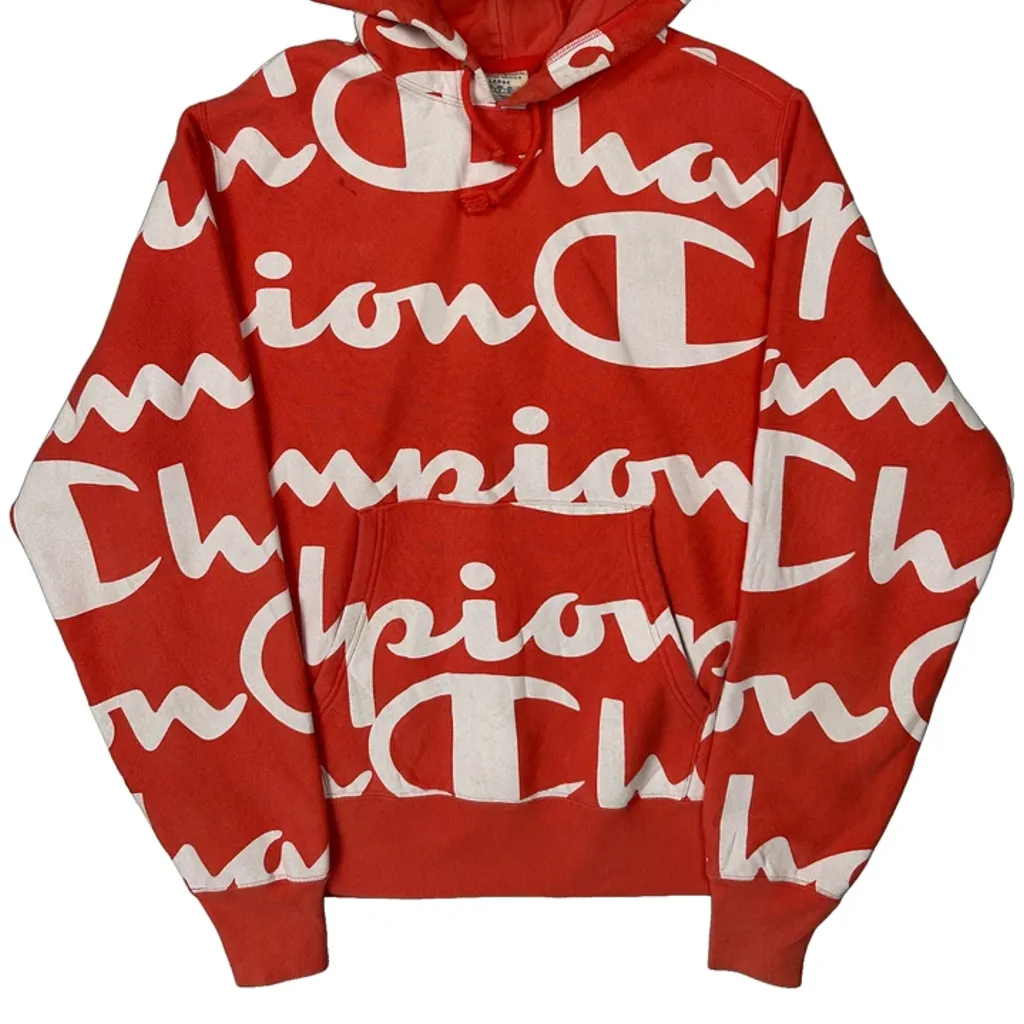 Reverse Weave Champion Hoodie - Large Red Cotton - Image 5