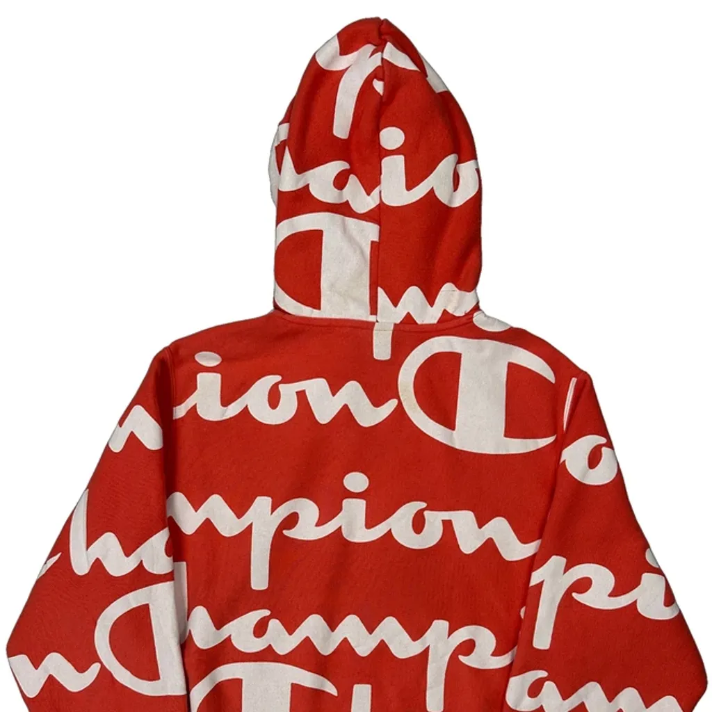 Reverse Weave Champion Hoodie - Large Red Cotton - Image 7