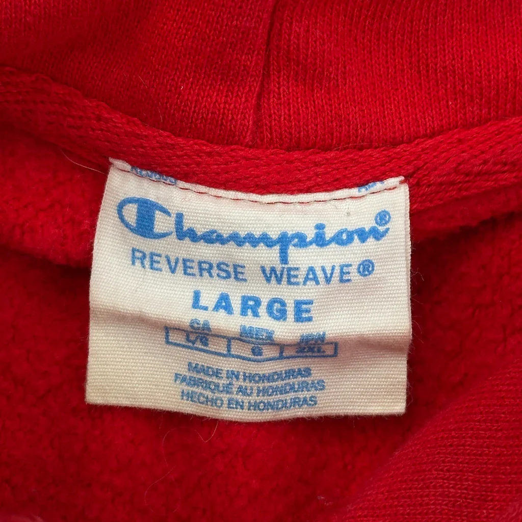 Reverse Weave Champion Hoodie - Large Red Cotton - Image 3