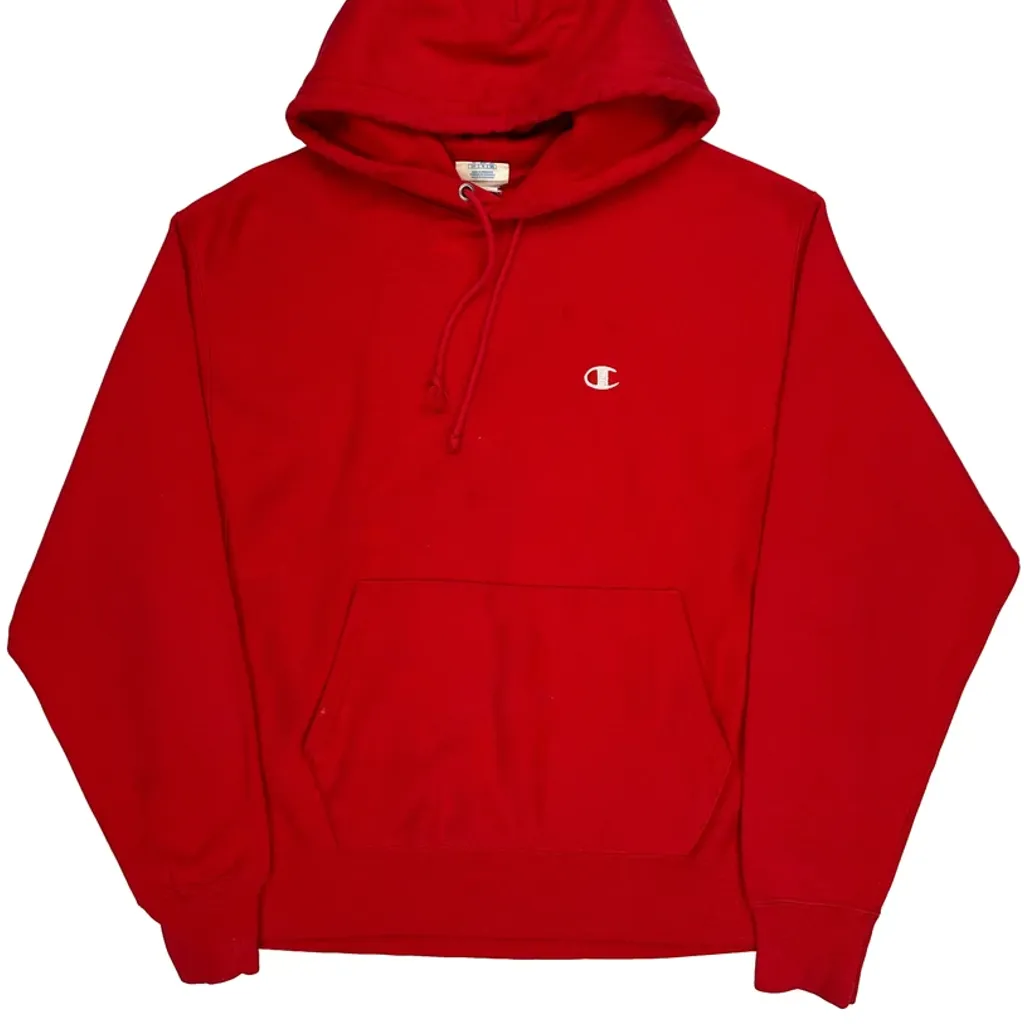Reverse Weave Champion Hoodie - Large Red Cotton - Image 4