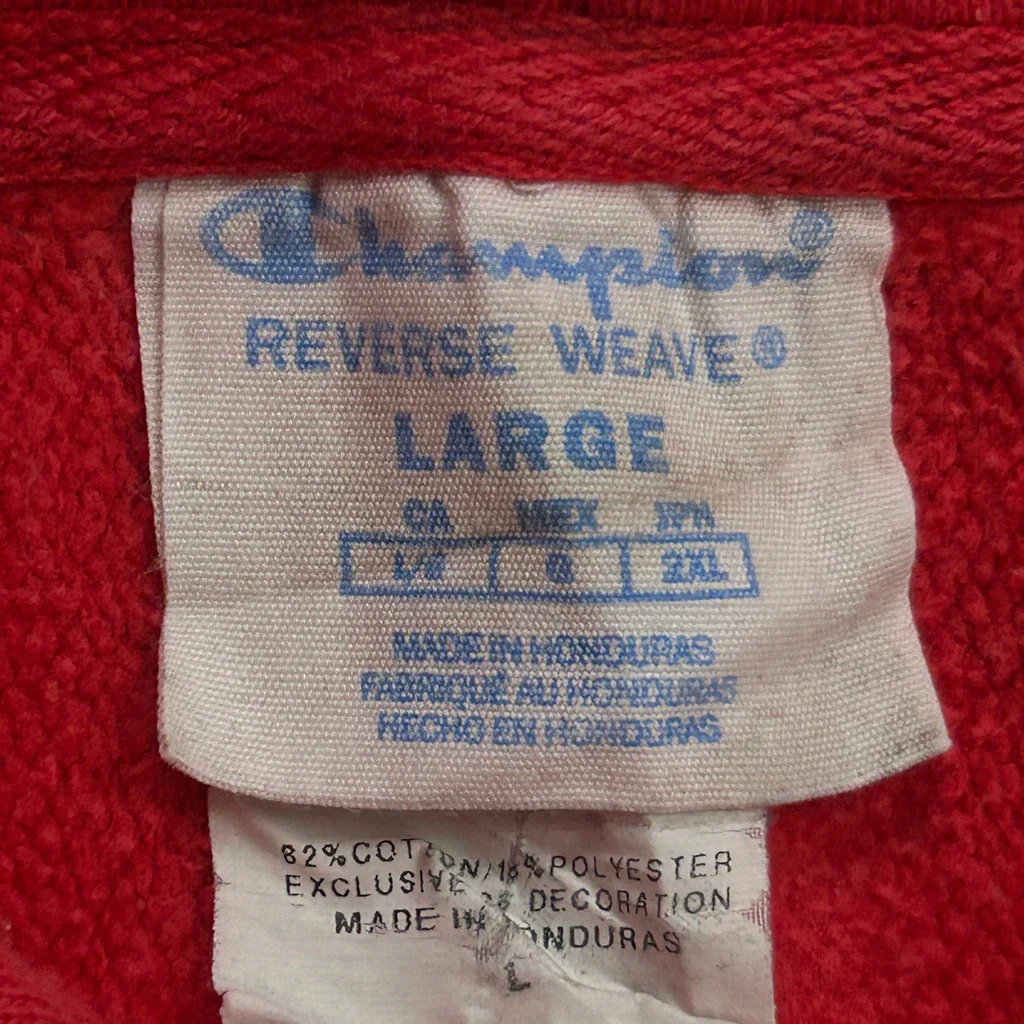 Reverse Weave Champion Hoodie - Large Red Cotton Blend - Image 3