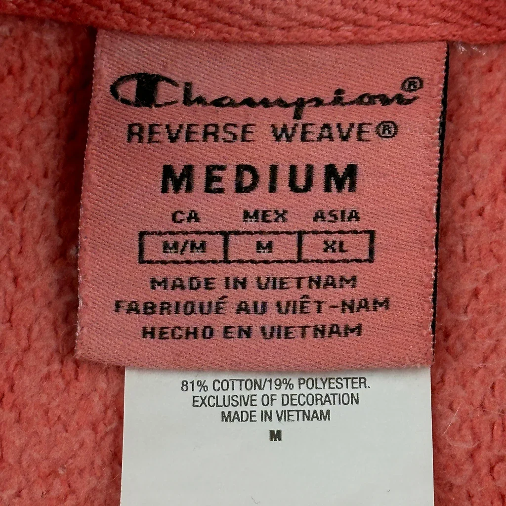 Reverse Weave Champion Tie-Dye Hoodie - Medium Red Cotton Blend - Image 3