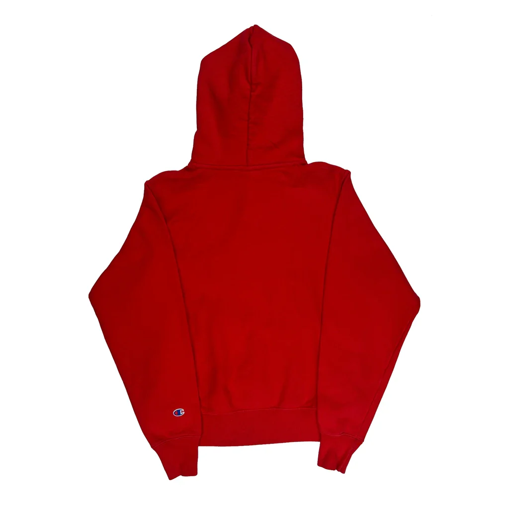 Reverse Weave Champion College Hoodie - Small Red Cotton - Image 2