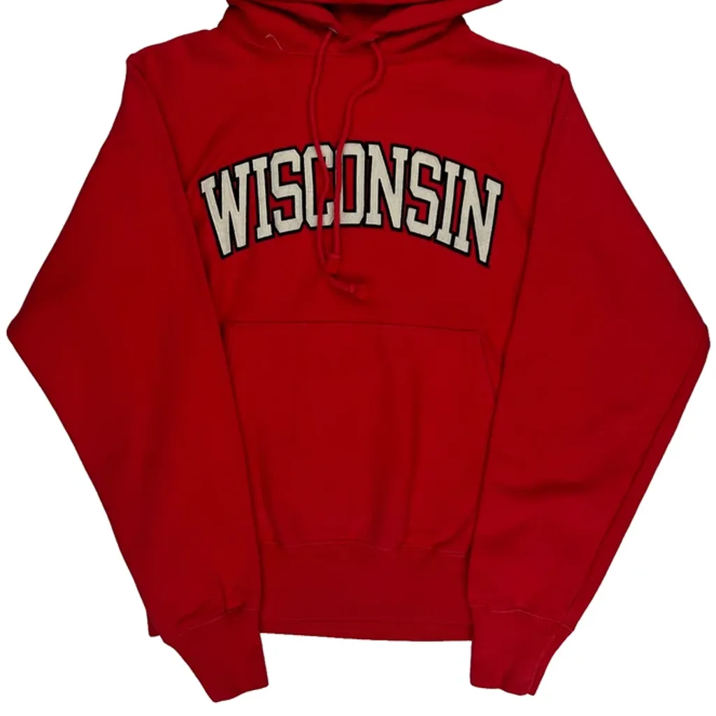 Reverse Weave Champion College Hoodie - Small Red Cotton - Image 4