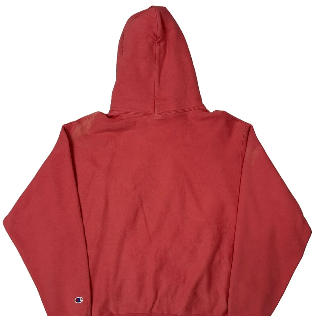 Reverse Weave Champion Spellout Hoodie - XL Red Cotton - Image 7