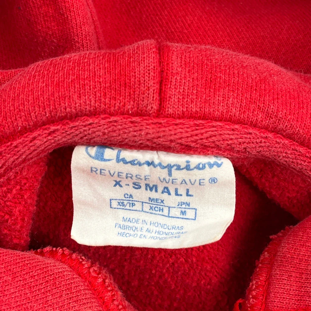 Reverse Weave Champion Hoodie - XS Red Cotton - Image 3