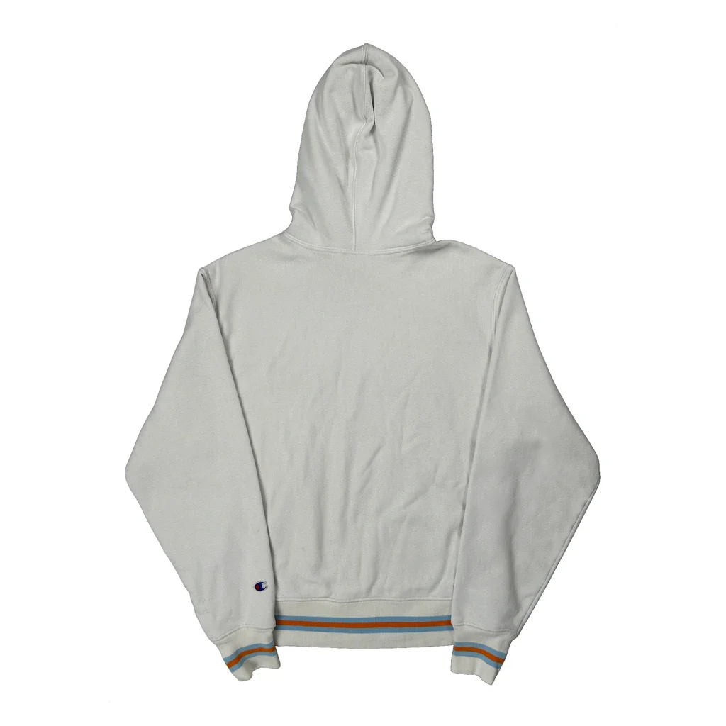Reverse Weave Champion Spellout Hoodie - Medium White Cotton - Image 2