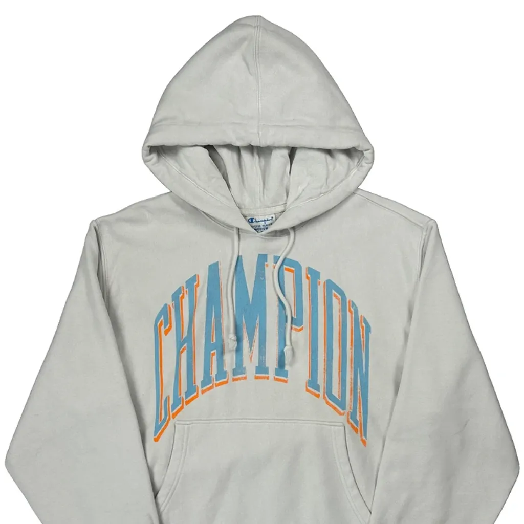 Reverse Weave Champion Spellout Hoodie - Medium White Cotton - Image 5