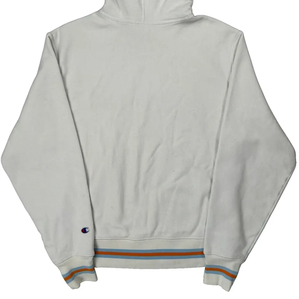 Reverse Weave Champion Spellout Hoodie - Medium White Cotton - Image 7