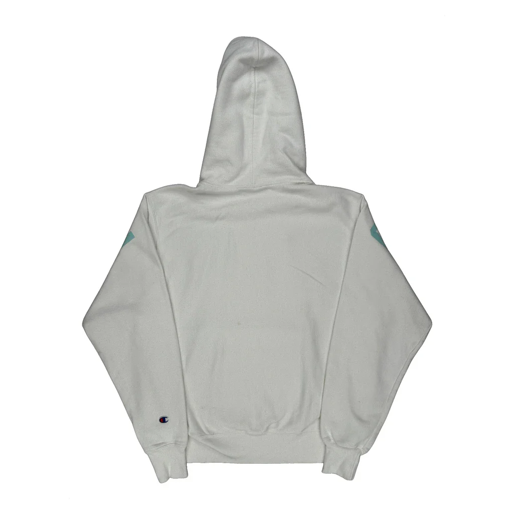 Reverse Weave Champion Spellout Hoodie - Medium White Cotton - Image 2